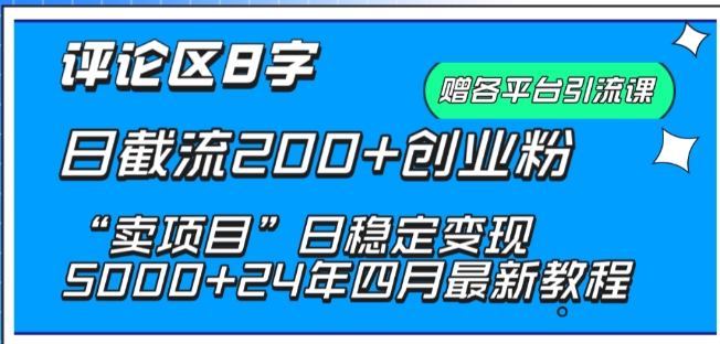 抖音评论区8字日截流200+创业粉 “卖项目”日稳定变现5000+【揭秘】_趣淘吧资源网