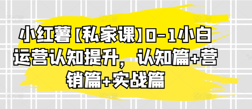 小红薯【私家课】0-1小白运营认知提升，认知篇+营销篇+实战篇_趣淘吧资源网