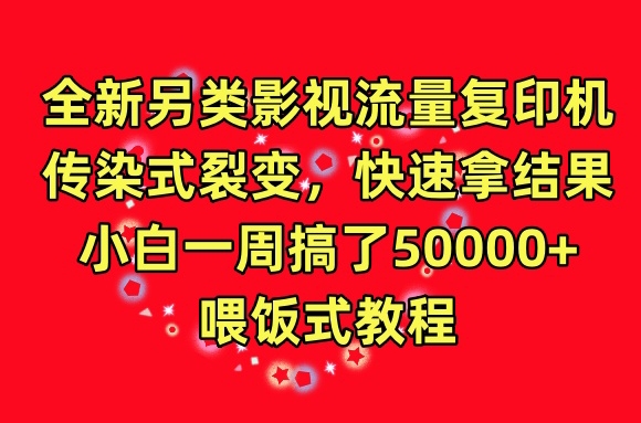 全新另类影视流量复印机，传染式裂变，快速拿结果，小白一周搞了50000+，喂饭式教程【揭秘】_趣淘吧资源网