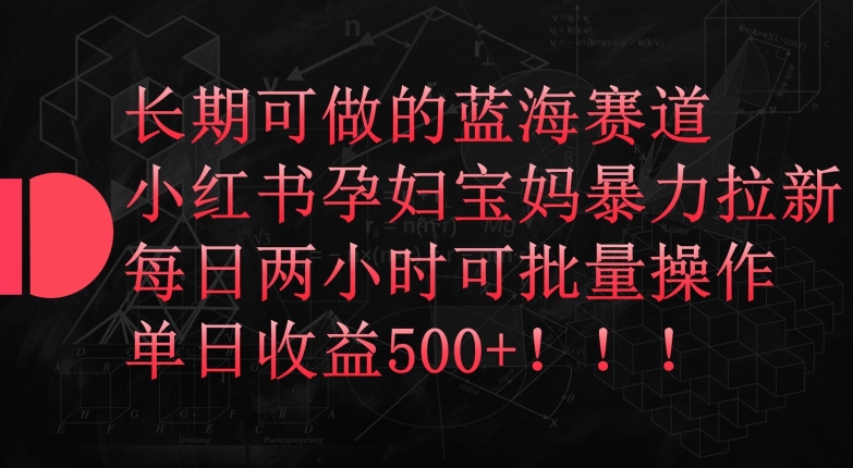 长期可做的蓝海赛道，小红书孕妇宝妈暴力拉新玩法，每日两小时可批量操作，单日收益500+【揭秘】_趣淘吧资源网