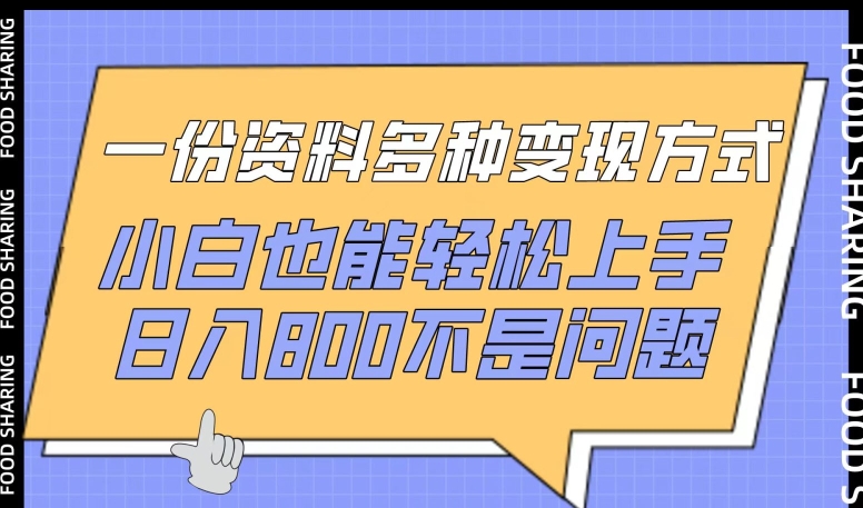 一份资料多种变现方式，小白也能轻松上手，日入800不是问题【揭秘】_趣淘吧资源网