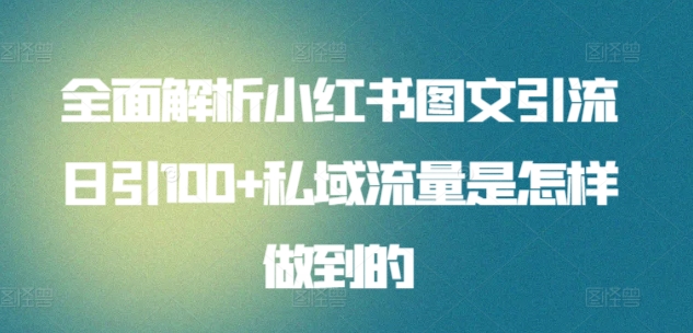 全面解析小红书图文引流日引100+私域流量是怎样做到的【揭秘】_趣淘吧资源网