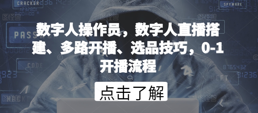 数字人操作员，数字人直播搭建、多路开播、选品技巧，0-1开播流程_趣淘吧资源网