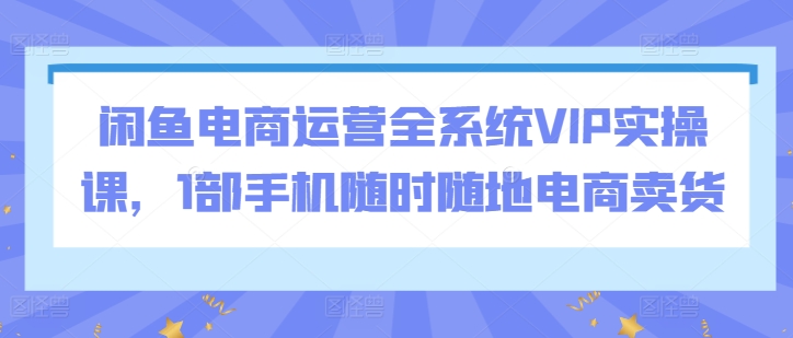 闲鱼电商运营全系统VIP实操课，1部手机随时随地电商卖货_趣淘吧资源网