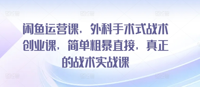 闲鱼运营课，外科手术式战术创业课，简单粗暴直接，真正的战术实战课_趣淘吧资源网