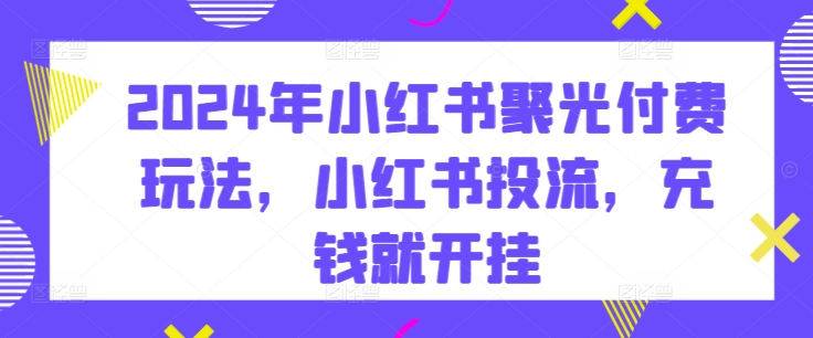 2024年小红书聚光付费玩法，小红书投流，充钱就开挂_趣淘吧资源网