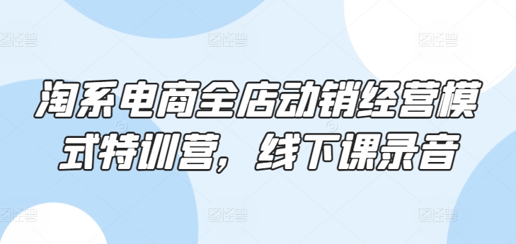 淘系电商全店动销经营模式特训营，线下课录音_趣淘吧资源网