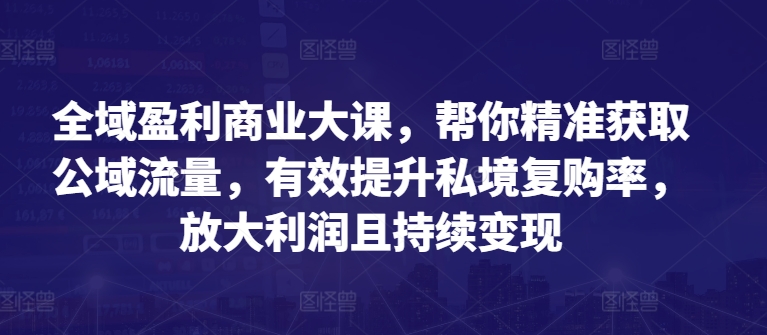 全域盈利商业大课，帮你精准获取公域流量，有效提升私境复购率，放大利润且持续变现_趣淘吧资源网