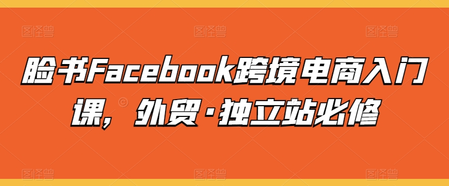 脸书Facebook跨境电商入门课，外贸·独立站必修_趣淘吧资源网