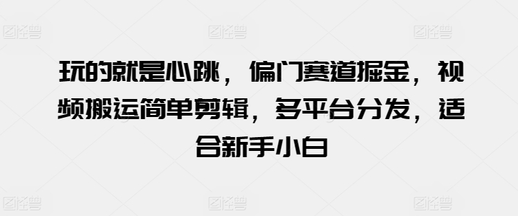 玩的就是心跳，偏门赛道掘金，视频搬运简单剪辑，多平台分发，适合新手小白【揭秘】_趣淘吧资源网