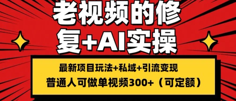 修复老视频的玩法，搬砖+引流的变现(可持久)，单条收益300+【揭秘】_趣淘吧资源网