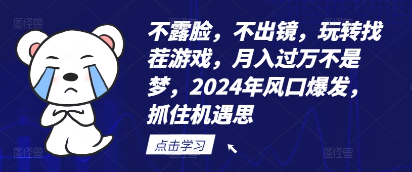 不露脸，不出镜，玩转找茬游戏，月入过万不是梦，2024年风口爆发，抓住机遇【揭秘】_趣淘吧资源网