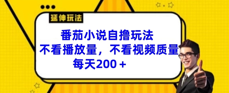 番茄小说自撸玩法，不看播放量，不看视频质量，每天200+【揭秘】_趣淘吧资源网