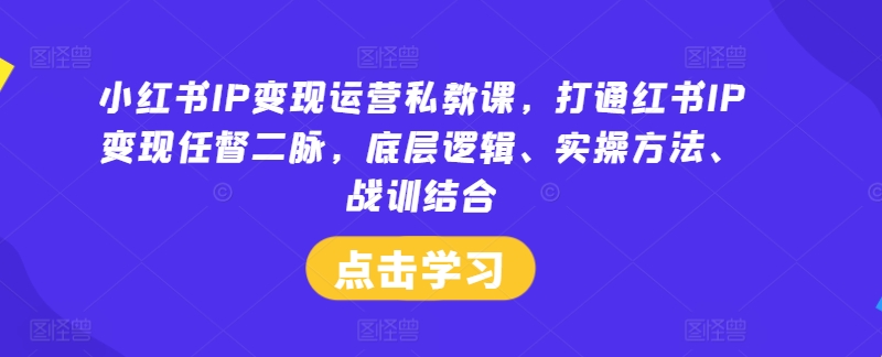 小红书IP变现运营私教课，打通红书IP变现任督二脉，底层逻辑、实操方法、战训结合_趣淘吧资源网