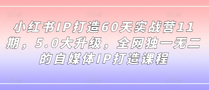 小红书IP打造60天实战营11期，5.0大升级，全网独一无二的自媒体IP打造课程_趣淘吧资源网