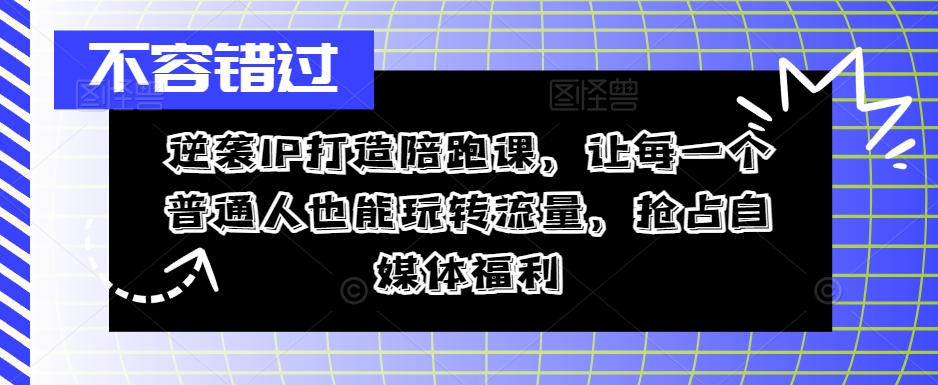 逆袭IP打造陪跑课，让每一个普通人也能玩转流量，抢占自媒体福利_趣淘吧资源网