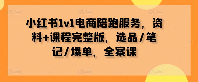 小红书1v1电商陪跑服务，资料+课程完整版，选品/笔记/爆单，全案课_趣淘吧资源网