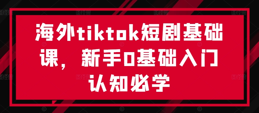 海外tiktok短剧基础课，新手0基础入门认知必学_趣淘吧资源网