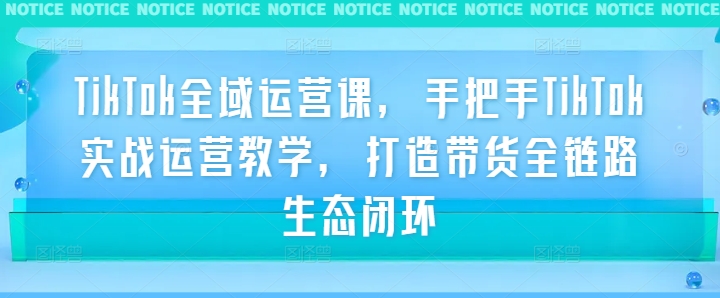 TikTok全域运营课，手把手TikTok实战运营教学，打造带货全链路生态闭环_趣淘吧资源网