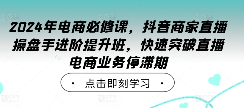 2024年电商必修课，抖音商家直播操盘手进阶提升班，快速突破直播电商业务停滞期_趣淘吧资源网