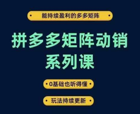 拼多多矩阵动销系列课，能持续盈利的多多矩阵，0基础也听得懂，玩法持续更新_趣淘吧资源网