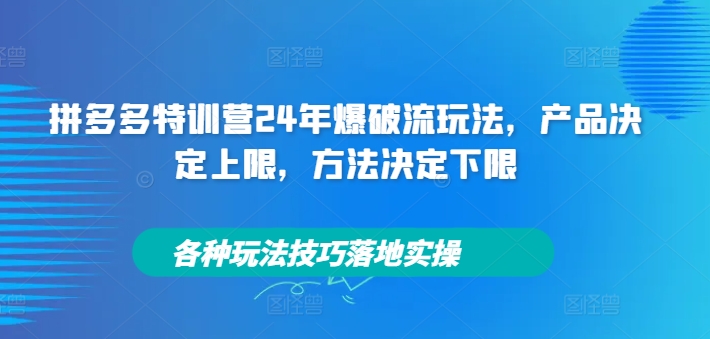 拼多多特训营24年爆破流玩法，产品决定上限，方法决定下限，各种玩法技巧落地实操_趣淘吧资源网