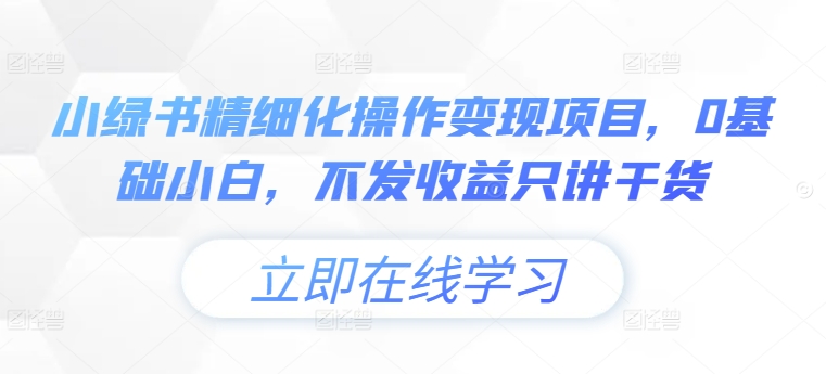 小绿书精细化操作变现项目，0基础小白，不发收益只讲干货_趣淘吧资源网