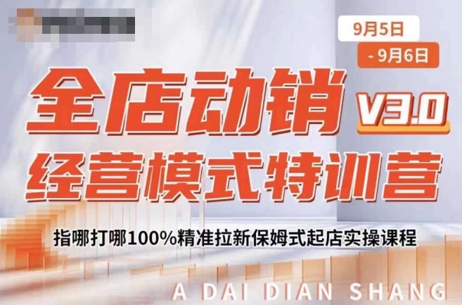 全店动销经营模式特训营，指哪打哪100%精准拉新保姆式起店实操课程_趣淘吧资源网